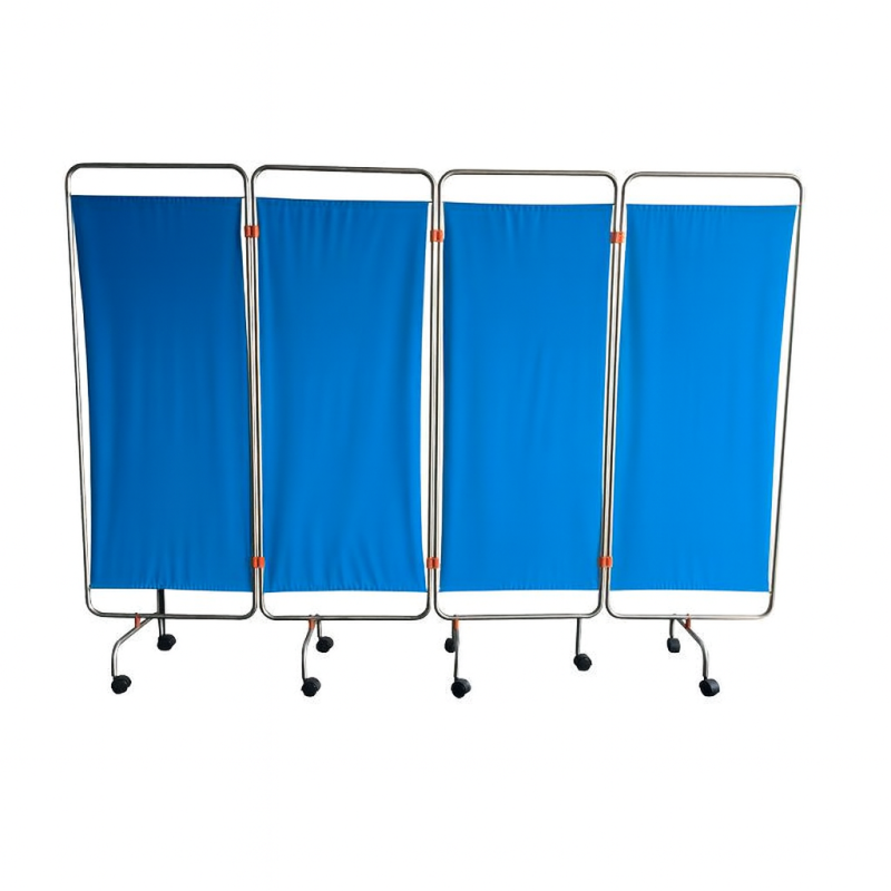 Paravent médical inox 4 panneaux teamalex bleu