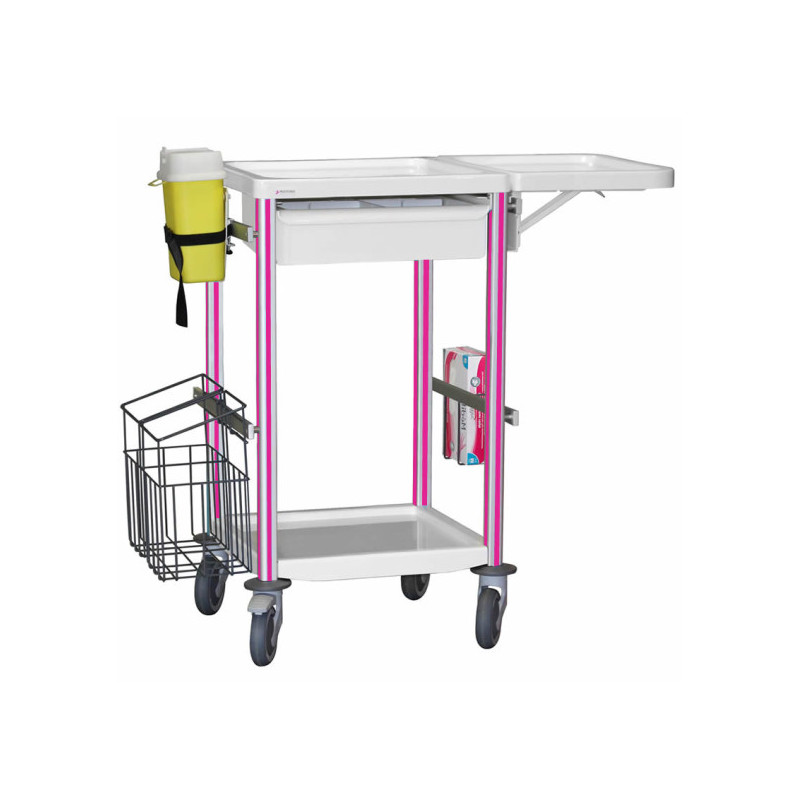 Guéridon de soins 2 plateaux 400x400 teamalex fuschia