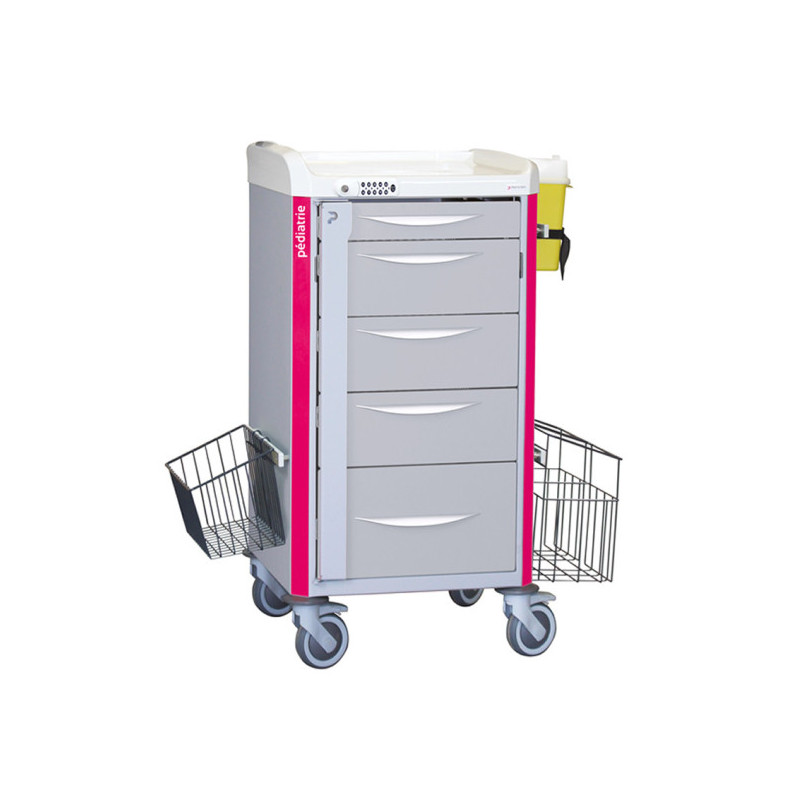 Chariot de soins 400x400 5 tiroirs télescopiques teamalex medical