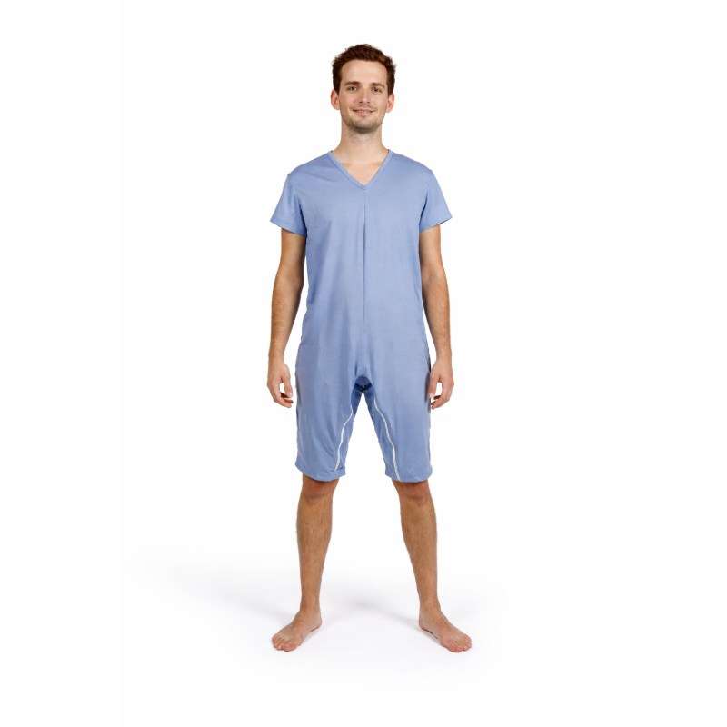 Body à manches courtes, jambes courtes avec fermeture éclair au dos et entre les genoux Teamalex Medical