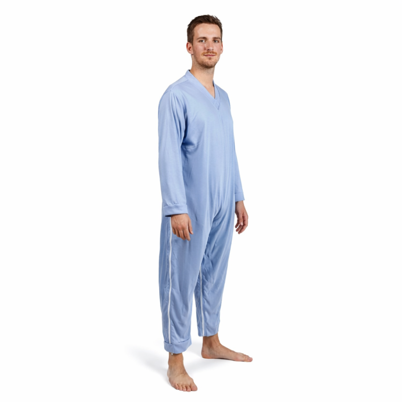 Pyjama de soin grenouillère avec fermeture éclair entre les jambes et fermeture éclair latéral Teamalex