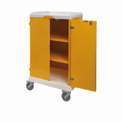 Chariot de distribution du linge 2 étagères avec portes et fermeture par clé teamalex