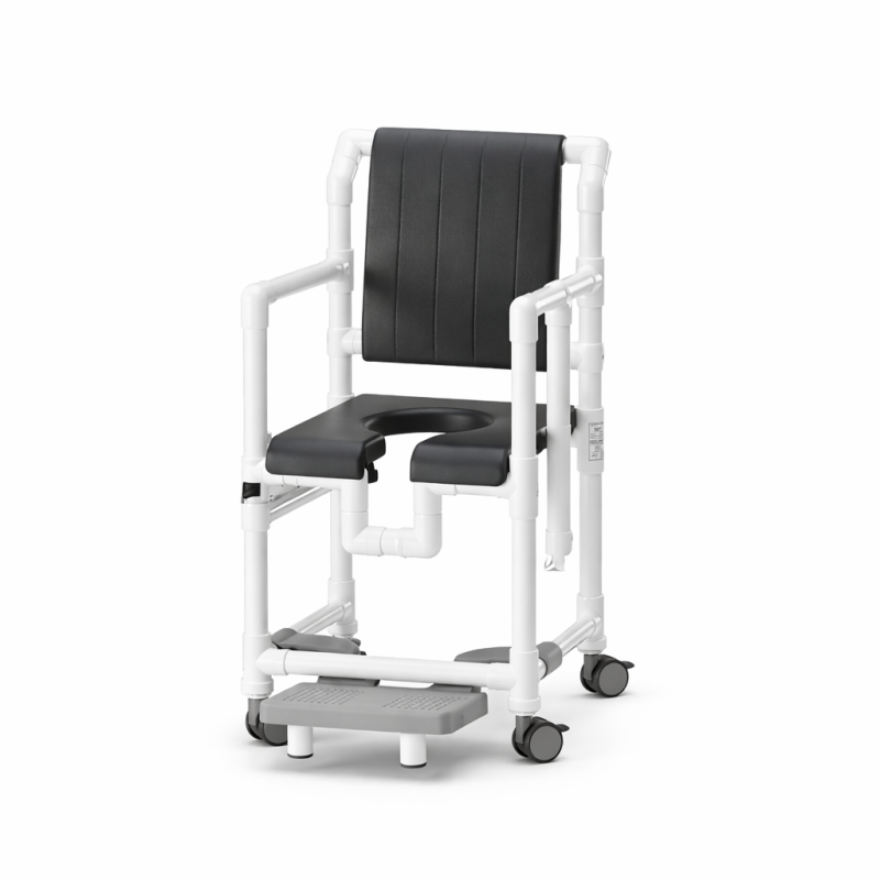 Chaise de douche + ouverture avec assise et dossier polyuréthane teamalex medical