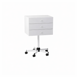 Guéridon 3 tiroirs en stratifié blanc pied 5 branches Teamalex Medical