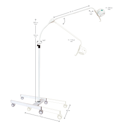 Lampe d'examen LED sur pied roulant Bellon LID dimensions teamalex