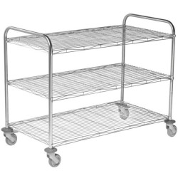 Chariot de transport inox 3 plateaux fil Tourinox médical Teamalex