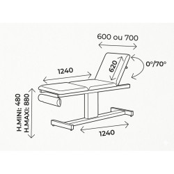 dimensions Divan d’examen électrique Carina Xena Teamalex Medical