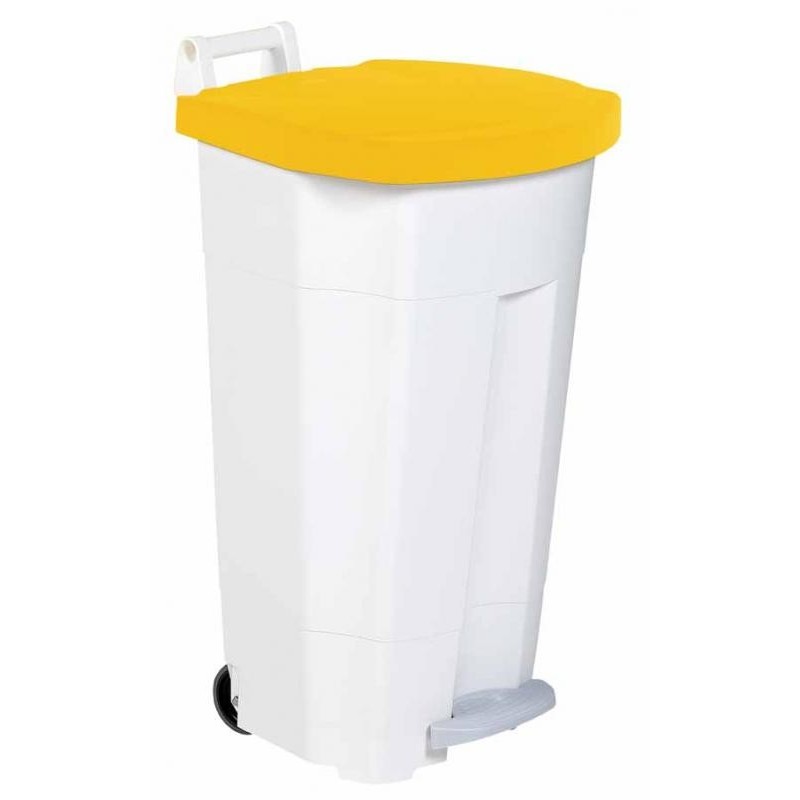 Poubelle mobile à pédale plastique jaune teamalex medical Poubelle mobile à pédale plastique jaune teamalex medical