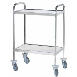 Guéridon 2 plateaux inox 4 bords relevés Teamalex Medical