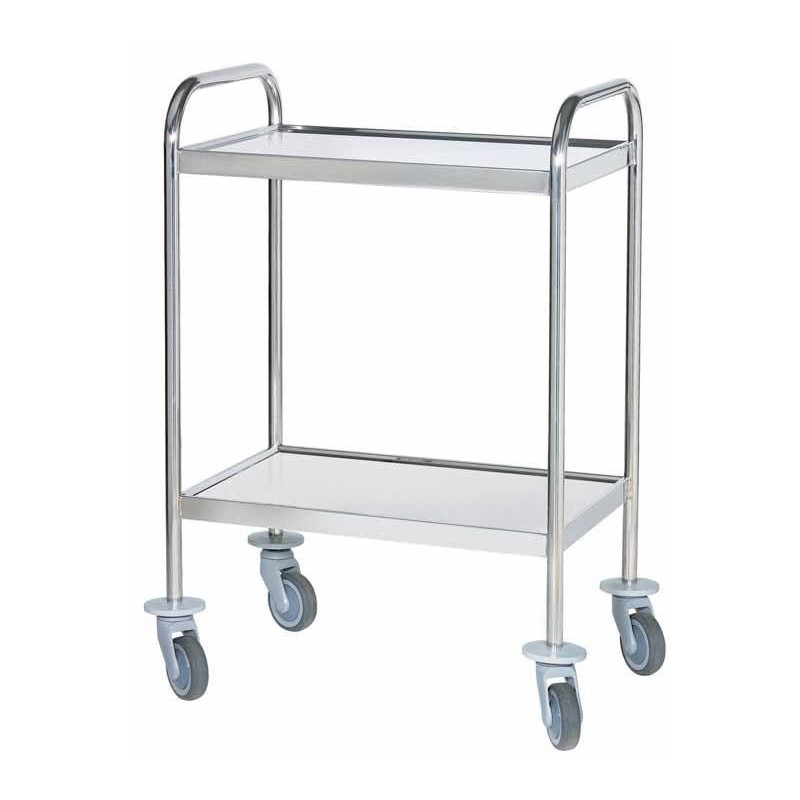 Guéridon 2 plateaux inox 4 bords relevés Teamalex Medical