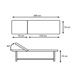 Dimensions de laTable d'examen extra longue Mobercas